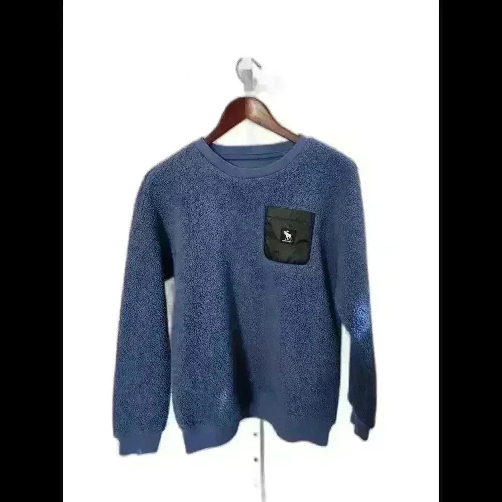 Cozy Blue Fleece Sweatshirt with Pocket